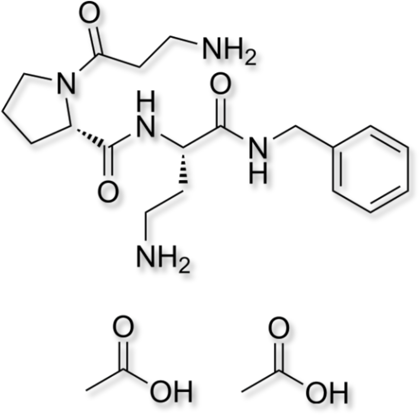 The molecular structure of VYPR-2, a biomimetic dipeptide modeled on a protein from the venom of the Temple Viper.